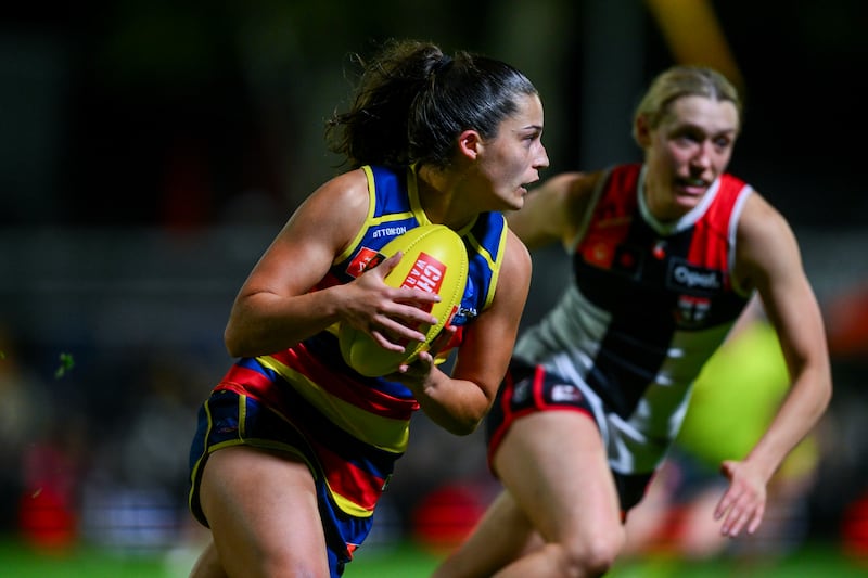 Amy Boyle-Carr of the Crows during the round six AFLW match between Adelaide Crows and St Kilda Saints at Norwood Oval, on October 04, 2024, in Adelaide, Australia. (Photo by Mark Brake/Getty Images)