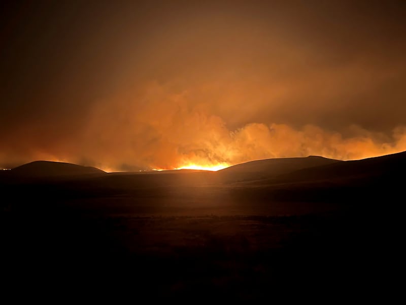 The Durkee Fire lights up the sky in eastern Oregon (Oregon Department of Transportation via AP)