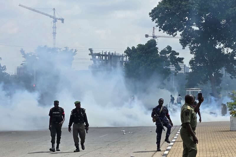 Thousands of mostly young people poured onto the streets across Nigeria on Thursday as they protested against the country’s worst cost-of-living crisis in a generation (AP Photo/Sunday Alamba)