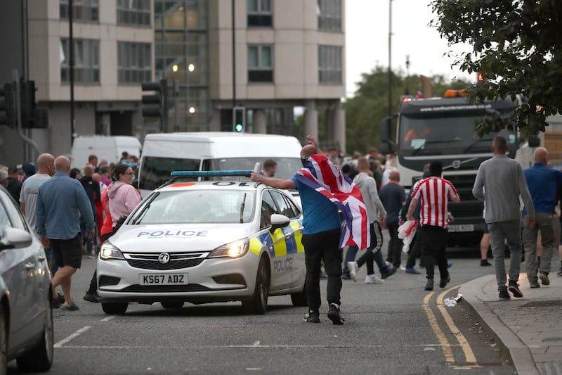 Kieran Usher taking part in disorder in Sunderland city centre on August 2