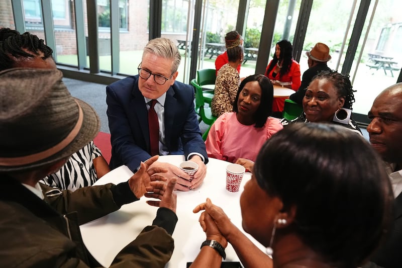 Labour Party leader Sir Keir Starmer attends a coffee morning with members of the Windrush generation at a school in Vauxhall, London