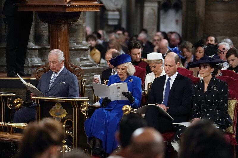 The King and Kate with the royal family at the Commonwealth Day service last year