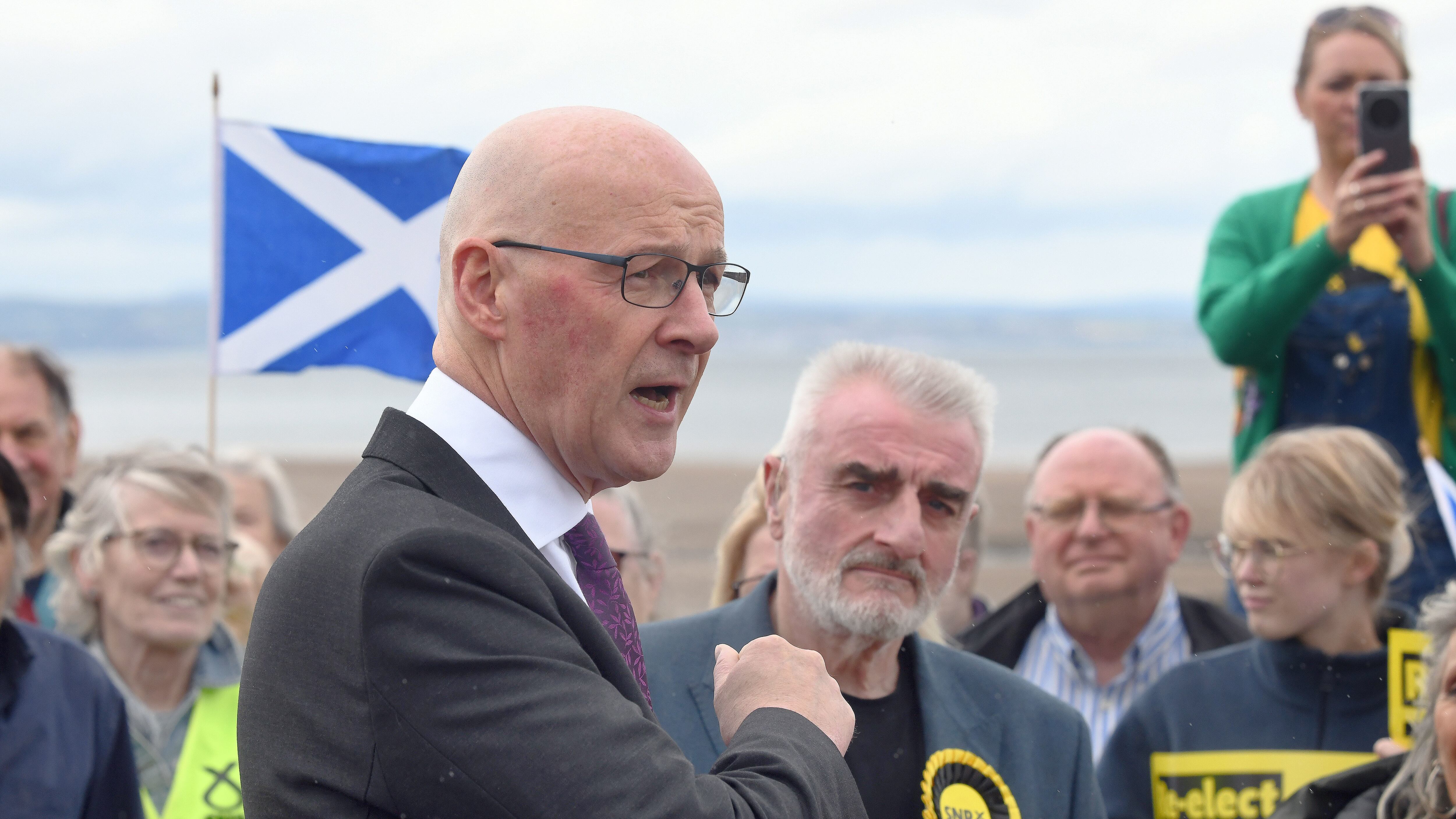 SNP Leader John Swinney pictured at a recent campaign trail.