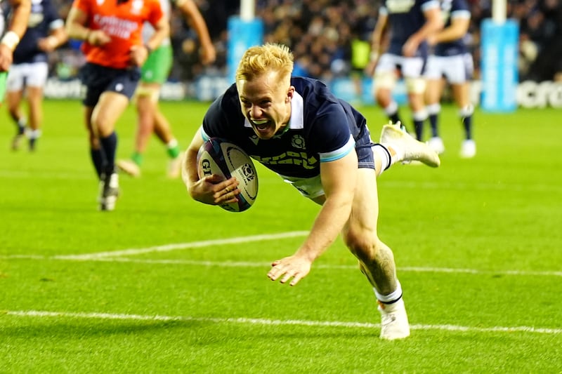 Arron Reed scores Scotland’s eighth try against Portugal