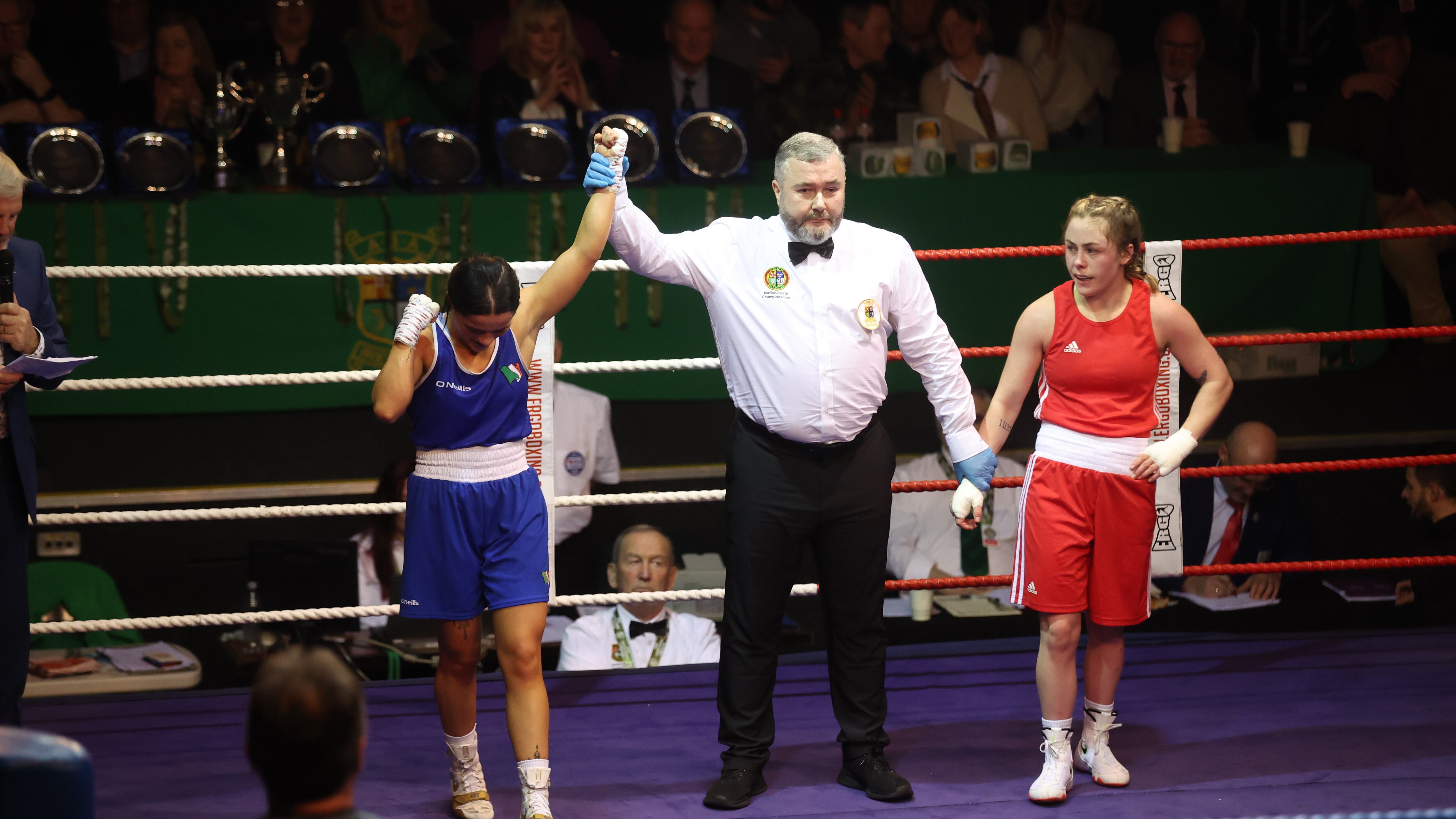 Daina Moorehouse celebrates after getting the nod against Caitlin Fryers last night. Picture by Hugh Russell