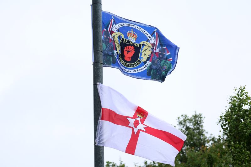 UDA flags on the Knocknagoney Road in east Belfast. NO BYLINE