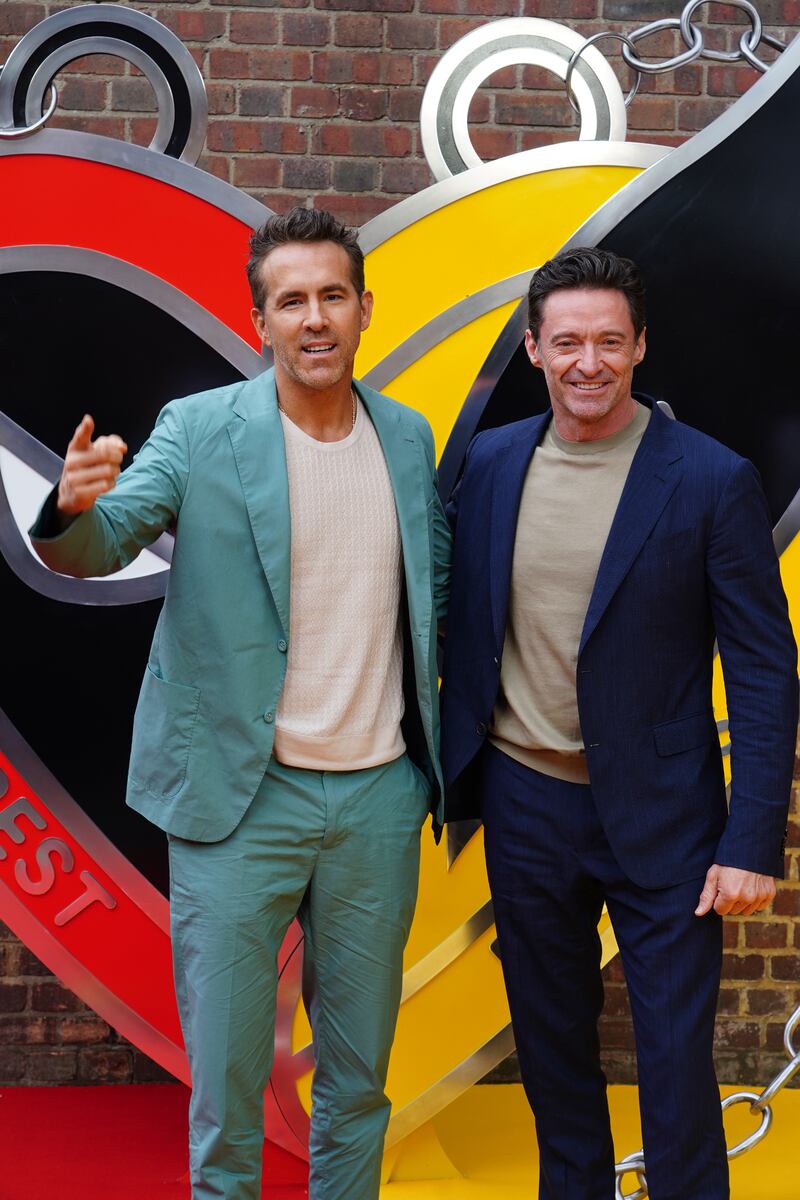 Ryan Reynolds and Hugh Jackman attending Deadpool & Wolverine UK sneak peek at Eventim Apollo, London