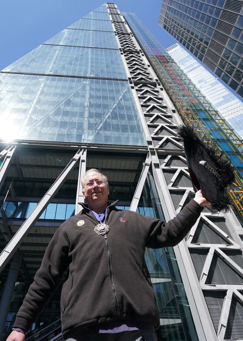 Lord Mayor Michael Mainelli before he abseiled 215 metres on the outside of the Leadenhall Building