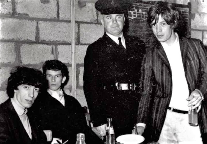 Photo taken when The Rolling Stones played at The Flamingo Ballroom, Ballymena 1964 with James sitting next to Bill Wyman - no one knew who was for 60 years