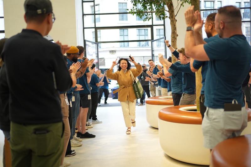 Selina Khuu, 39, from London, was one of the first customers to enter Apple’s flagship store in Regent Street