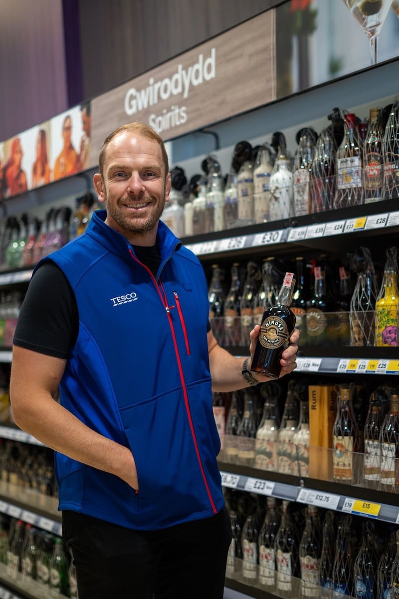 Former Welsh rugby hero Alun Wyn Jones at a Tesco store in Swansea