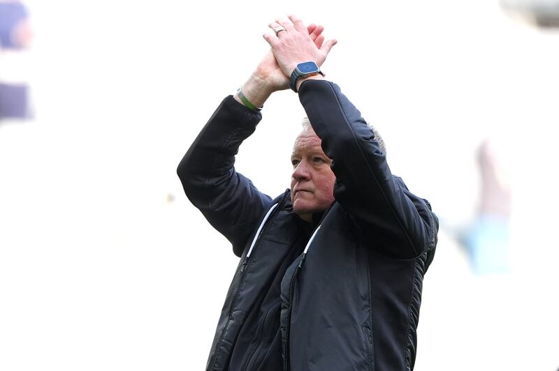 Chris Wilder applauds Sheffield United fans following relegation