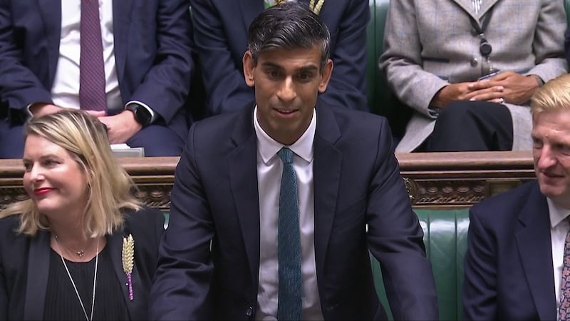 Conservative Party leader Rishi Sunak speaks during Prime Minister’s Questions in the House of Commons