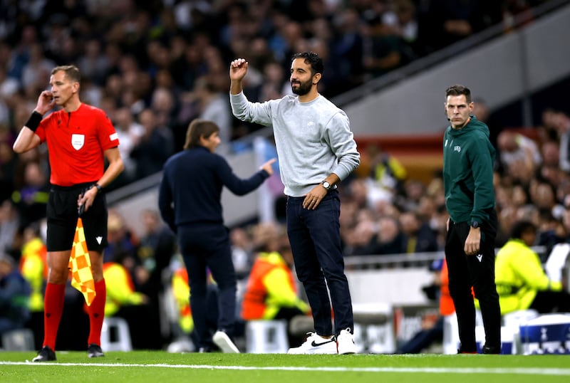 Sporting Lisbon manager Ruben Amorim during a Champions League tie against Tottenham .