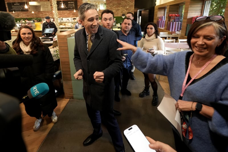 Taoiseach Simon Harris canvassing at Avoca in Malahide Castle, Dublin