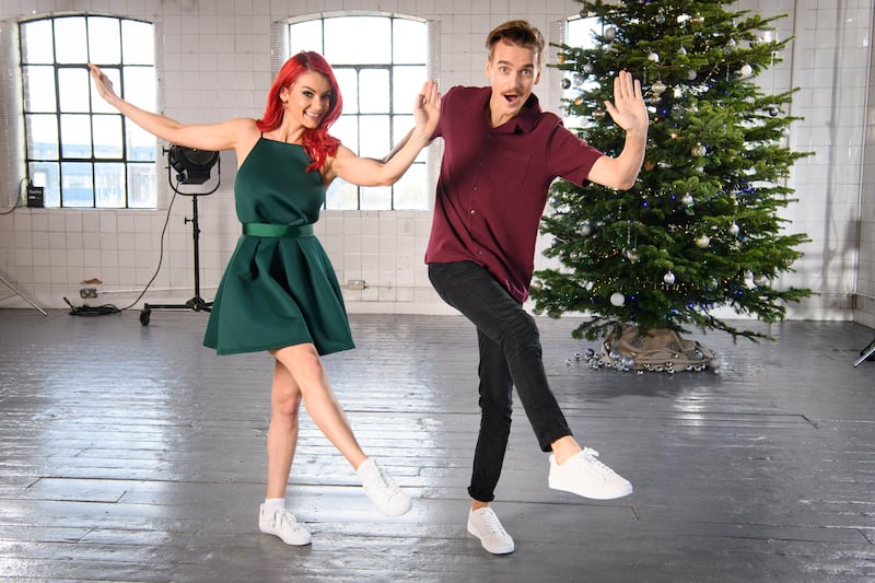 Joe Sugg and Dianne Buswell teach a Christmas jive