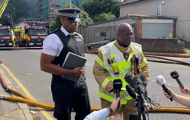 Assistant Commissioner of the London Fire Brigade Patrick Goulbourne, right, said an investigation into the blaze had begun