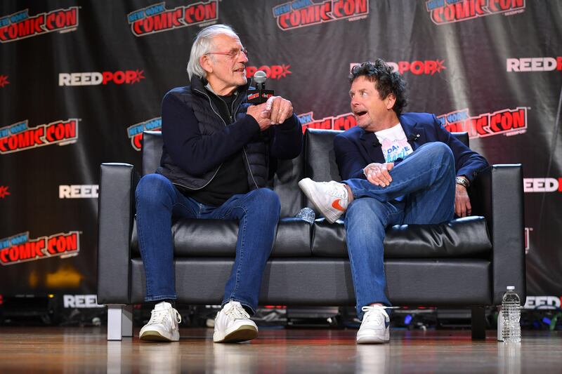 Back To The Future stars Christopher Lloyd and Michael J Fox (Erik Pendzich/Alamy)