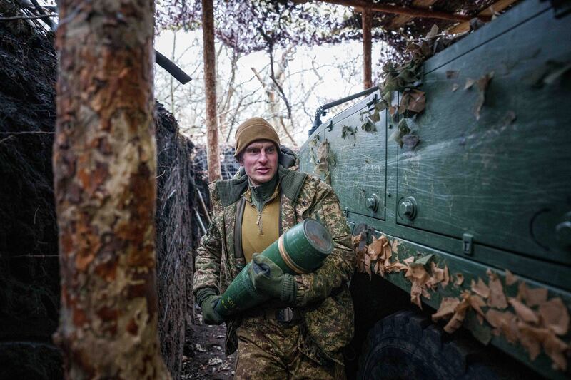 A Ukrainian serviceman of the Azov brigade (Evgeniy Maloletka/AP)