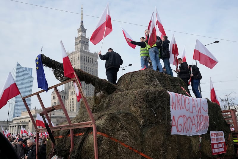 Polish farmers want the government to withdraw from the EU’s Green Deal (Czarek Sokolowski/AP)