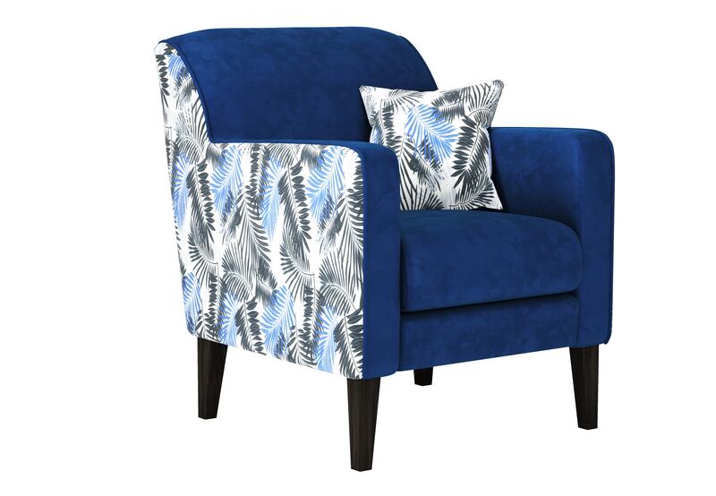 Ferndale Fabric Patterned Accent Chair in Opulence Navy Braken Blue, £519