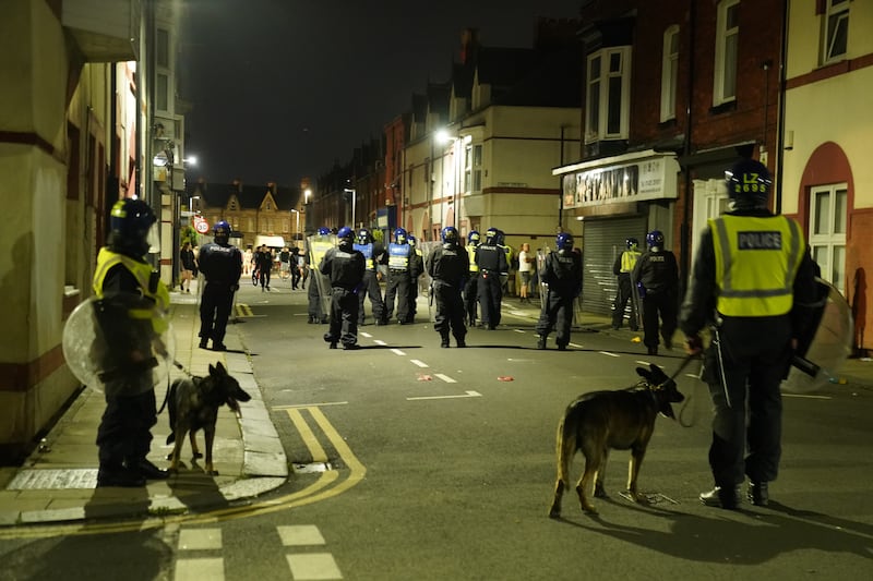 Police on the streets of Hartlepool after a violent protest