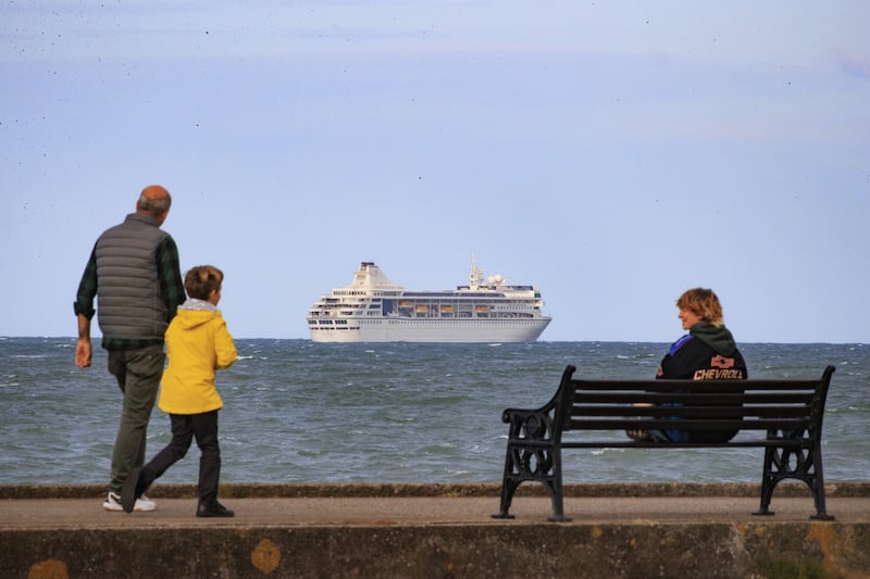 The Villa Vie Odyssey cruise ship leaving Belfast Lough