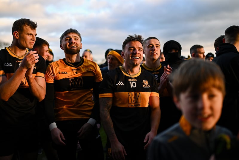 Micheál Burns of Dr Crokes, 10, celebrates after his side's victory in the AIB Munster GAA Senior Club Football Championship final match between Dr Crokes of Kerry and Loughmore Castleiney of Tipperary at Mallow GAA Grounds in Cork. Photo by Piaras Ó Mídheach/Sportsfile