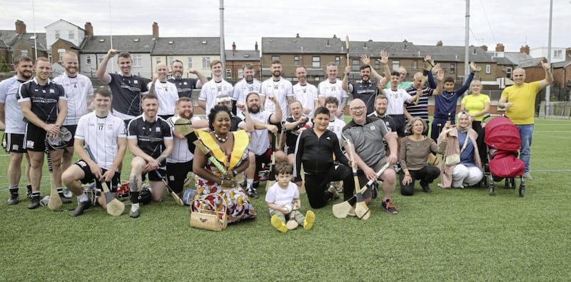 New arrivals in Belfast have taken in their first ever hurling game at Fennell Park in North Belfast. Picture by Hugh Russell. 