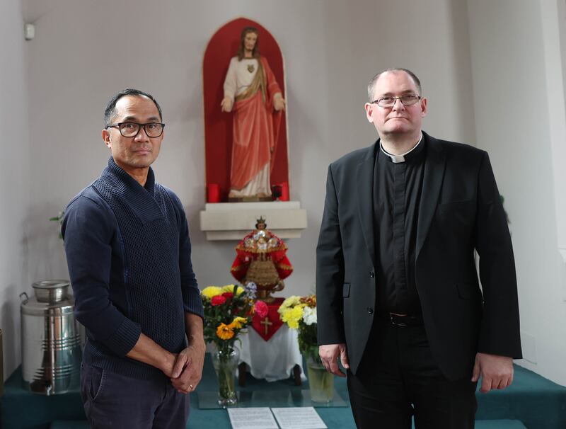 Belfast nurse Aldrin Bañas   at St Vincent de Paul Church.
PICTURE COLM LENAGHAN