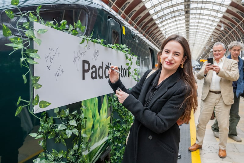 Madeleine Harris was amongst cast members boarding the Paddington Peru Express