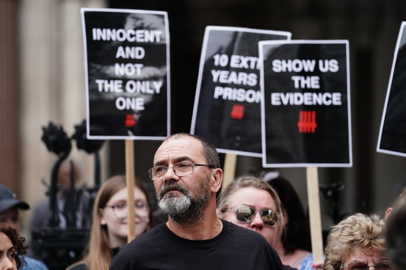 Andrew Malkinson outside the Royal Courts of Justice in London with supporters