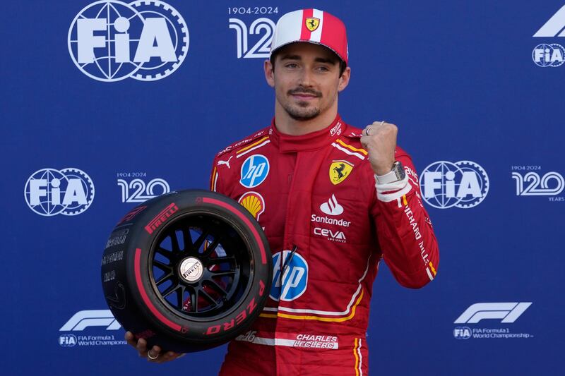 Ferrari driver Charles Leclerc took his third pole in Monaco (Luca Bruno/AP)