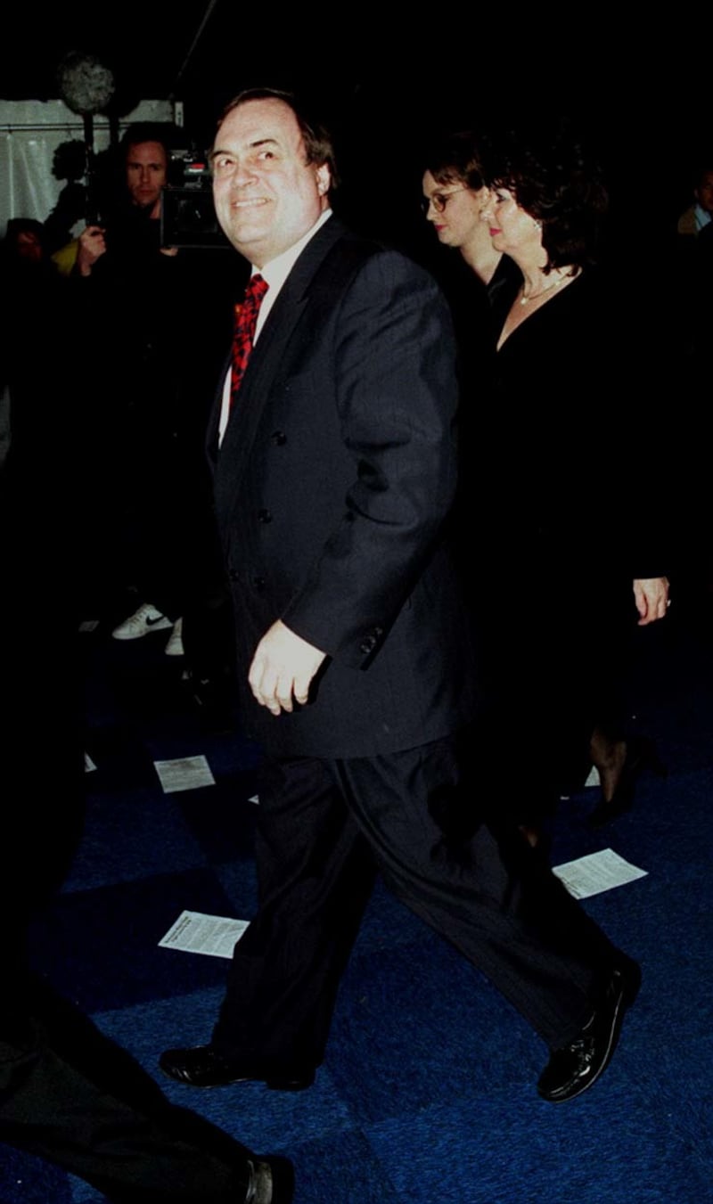 John Prescott attending the 1998 Brit Awards with his wife Pauline, right