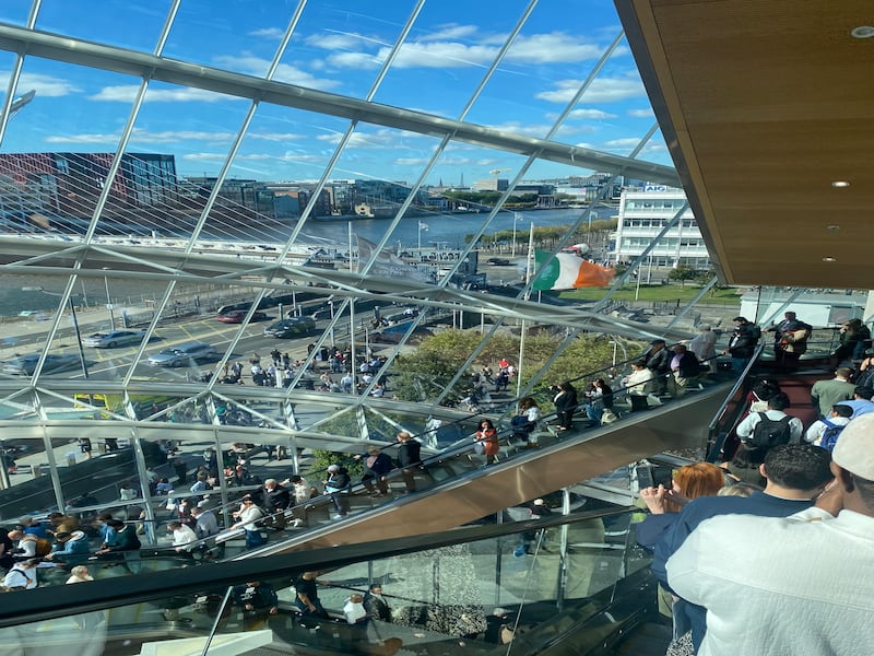 The queue for Dominic Kearney's citizenship ceremony snaked throughout the Convention Centre Dublin