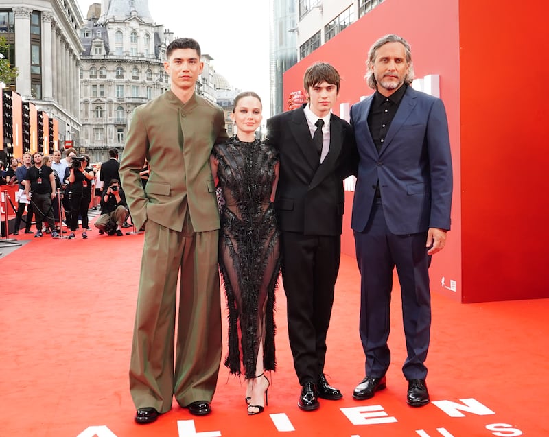 Archie Renaux, Cailee Spaeny, Spike Fearn and Fede Alvarez attend the UK gala screening of Alien: Romulus