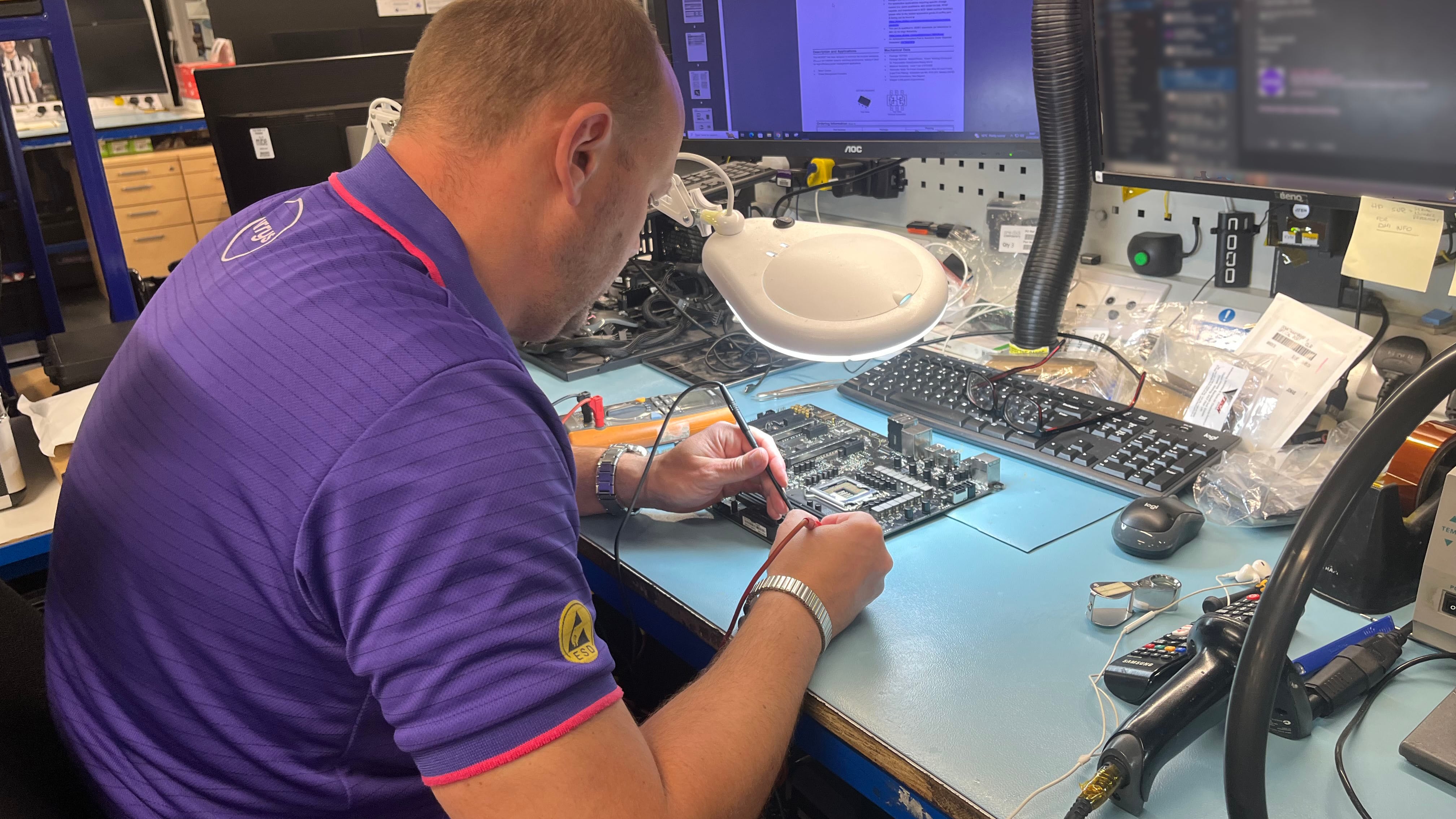 A technician working at Currys’ Repair Centre in Newark, Nottinghamshire