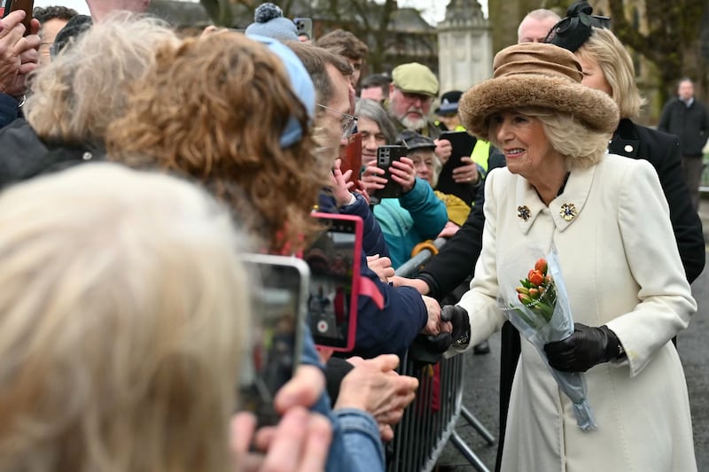 Queen Camilla met well-wishers following the Royal Maundy Service at Worcester Cathedral