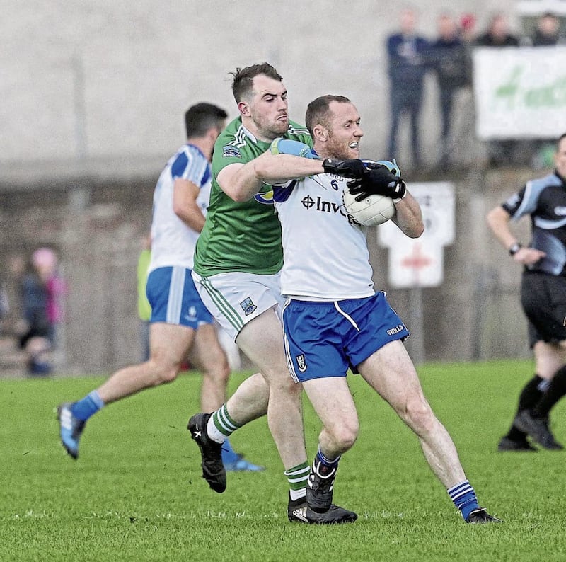 Fermanagh&rsquo;s Sean Quigley (left) and Monaghan&rsquo;s Vinny Corey are likely to be key men for their respective counties in Sunday&rsquo;s Ulster SFC semi-final Picture by Philip Walsh 