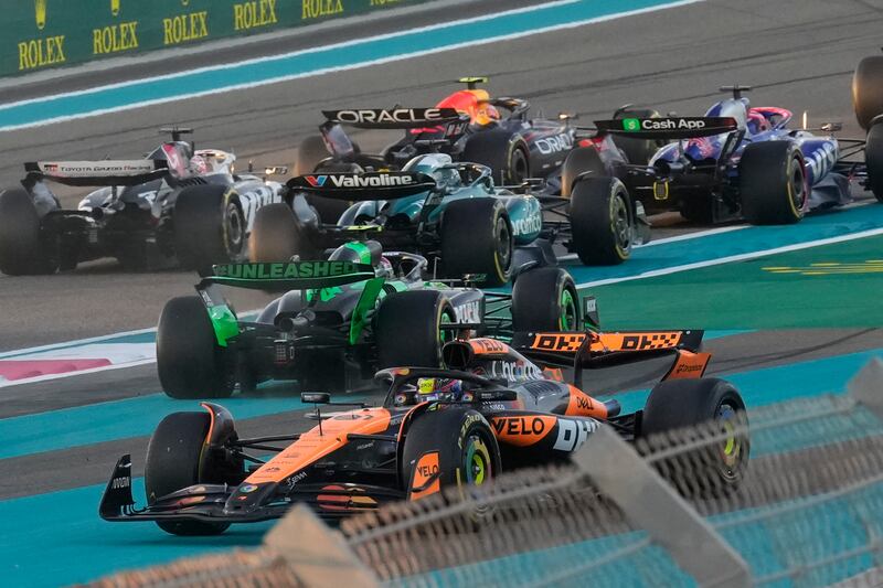 Oscar Piastri was spun around after contact with Max Verstappen at turn one (AP Photo/Darko Bandic)