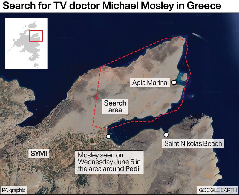 Search for TV doctor Michael Mosley in Greece
