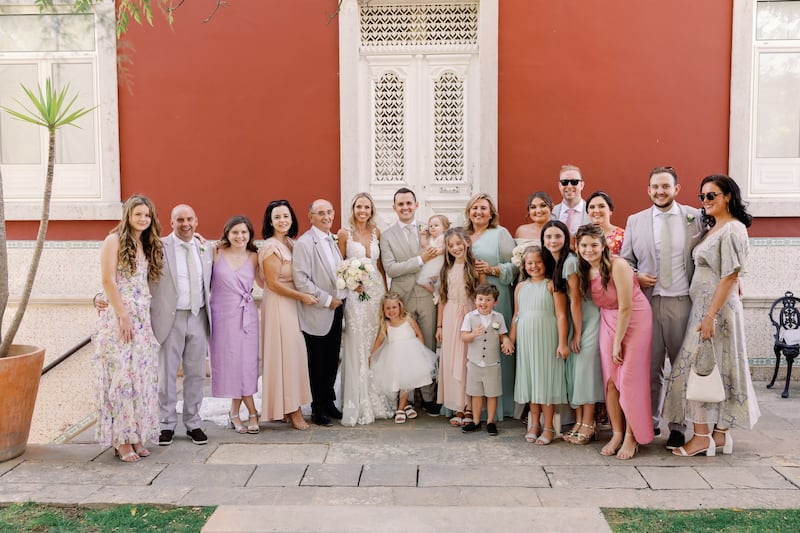 John Eastwood and his family – children and grandchildren – pictured at his youngest son Charlie’s wedding