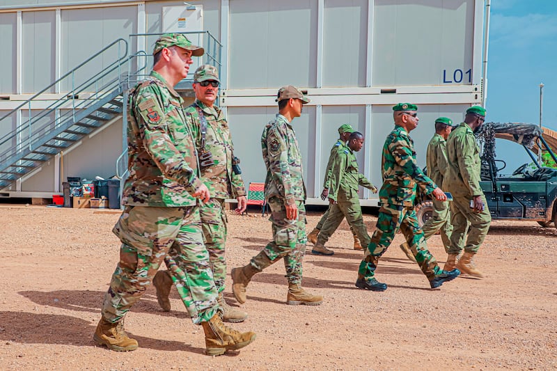 US and Niger military personnel at the base in Agadez (Omar Hama/AP)