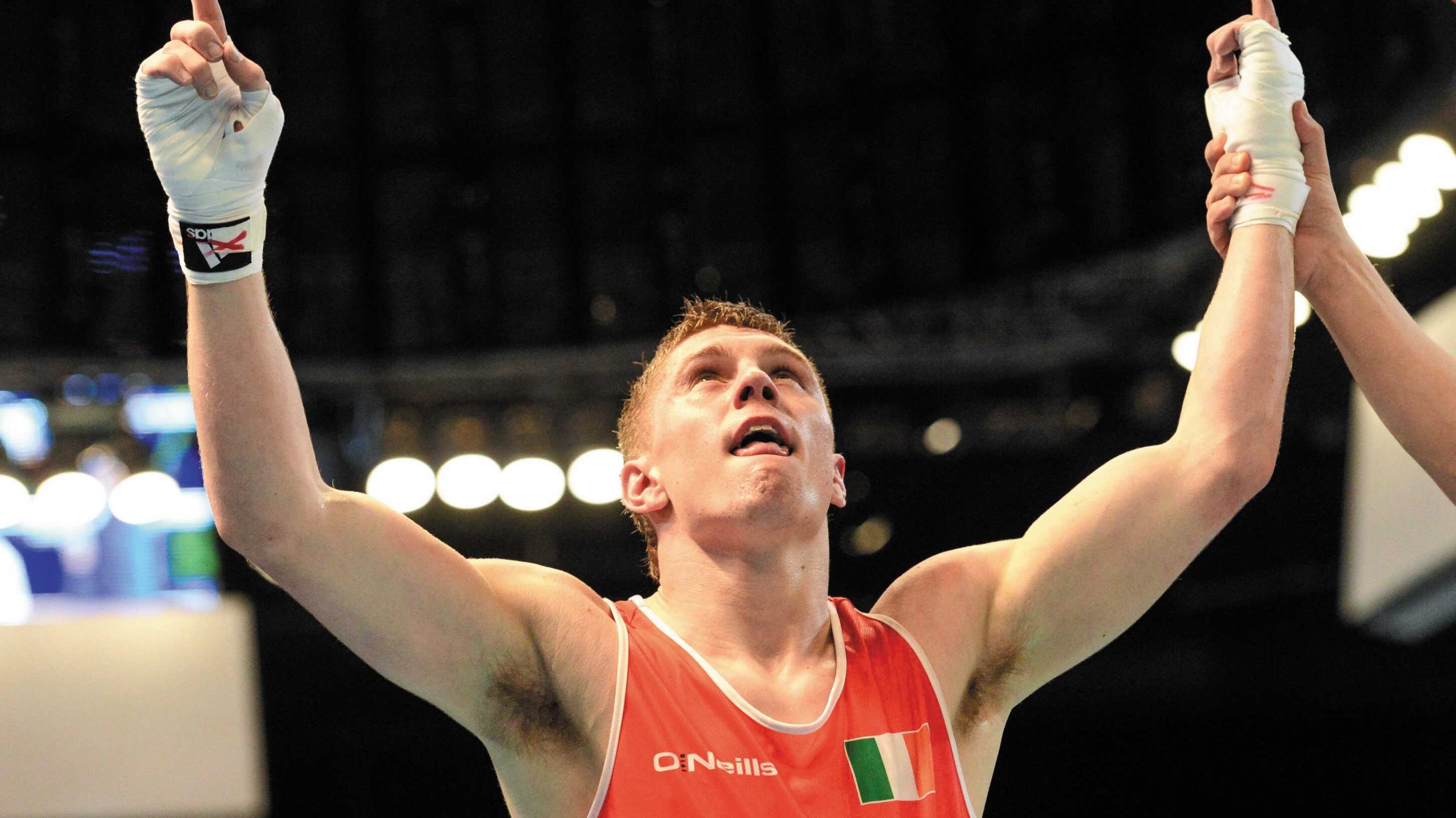 &nbsp;Quigley celebrates after beating Aston Brown in the AIBA World Boxing Championships Almaty in 2013<br />Picture by Sportsfile