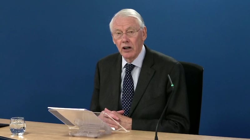 Inquiry chairman Sir Martin Moore-Bick reading a statement following the publication of the final report