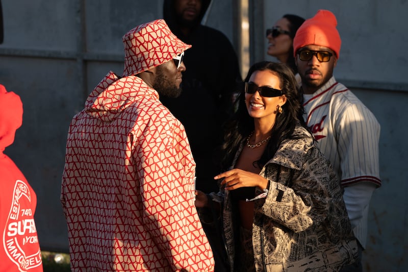 Stormzy and Maya Jama looking cosy at Glastonbury Festival