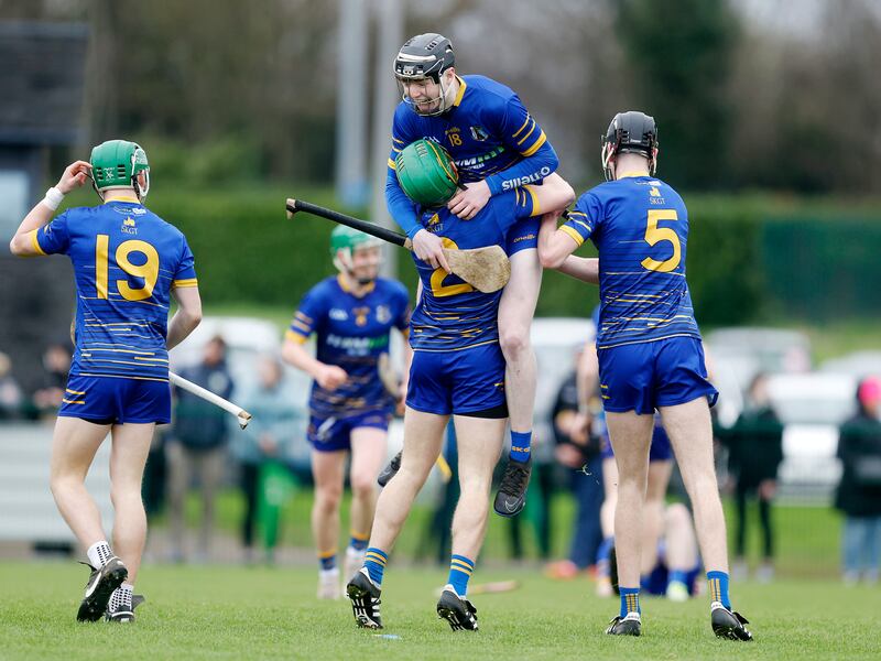 St Killian's players celebrates their win over Munster champions Blackwater CS of Waterford in Saturday's Paddy BUggy Cup final at Abbotstown, Dublin. Pic by John McIlwaine