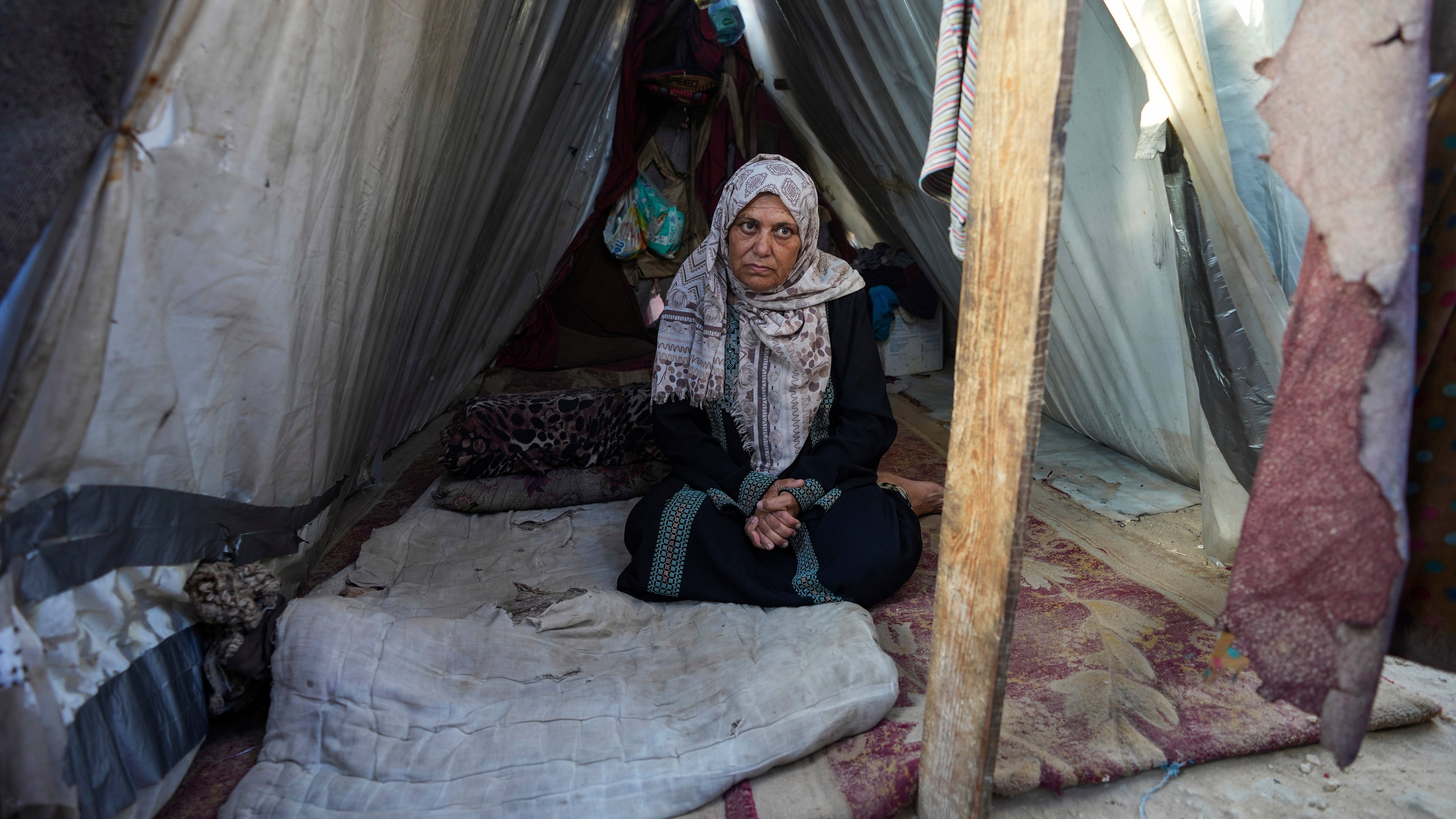Nadia Hamouda was displaced from her home by the war between Israel and Hamas (Abdel Kareem Hana/AP)