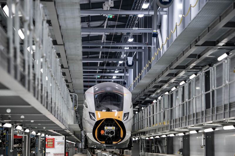 An IEP train being built at the Hitachi Rail Europe Newton Aycliffe plant