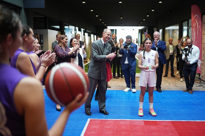 Edward was asked to try his hand at shooting a basketball